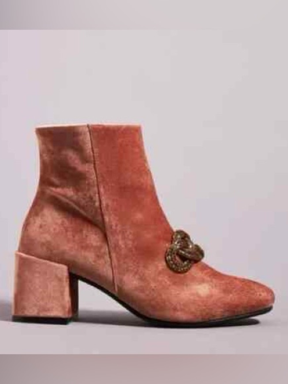 Anthropologie Stevie Velvet Chain Ankle Boots - Picture 2 of 9